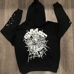 Black Hoodie with Spider Web Design
